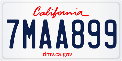 CA license plate 7MAA899