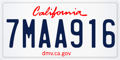 CA license plate 7MAA916