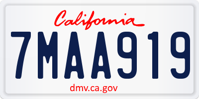 CA license plate 7MAA919