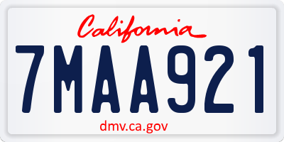CA license plate 7MAA921