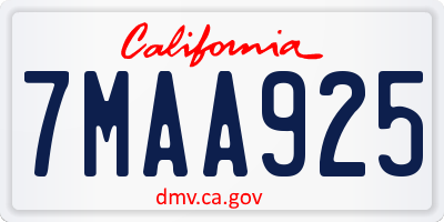 CA license plate 7MAA925