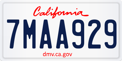 CA license plate 7MAA929