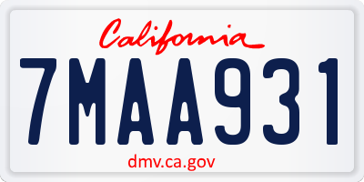 CA license plate 7MAA931