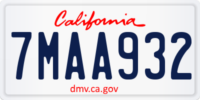 CA license plate 7MAA932