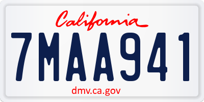 CA license plate 7MAA941