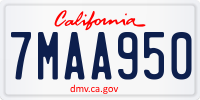 CA license plate 7MAA950
