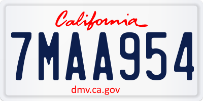 CA license plate 7MAA954