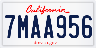 CA license plate 7MAA956