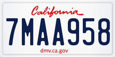 CA license plate 7MAA958