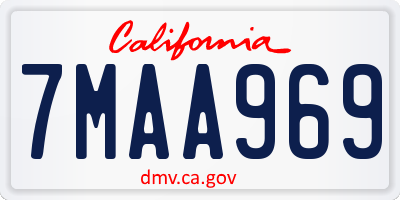 CA license plate 7MAA969