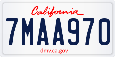 CA license plate 7MAA970