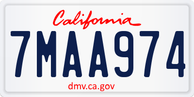 CA license plate 7MAA974
