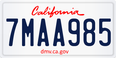 CA license plate 7MAA985