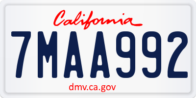 CA license plate 7MAA992