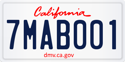 CA license plate 7MAB001