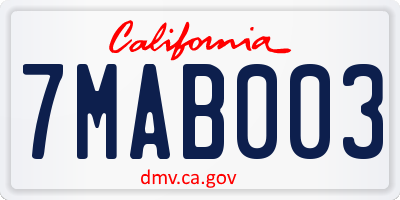 CA license plate 7MAB003