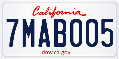 CA license plate 7MAB005