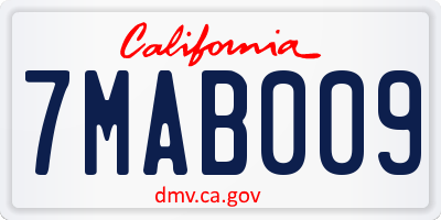 CA license plate 7MAB009