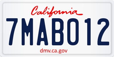 CA license plate 7MAB012