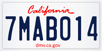 CA license plate 7MAB014