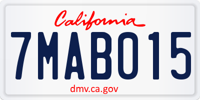 CA license plate 7MAB015