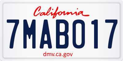 CA license plate 7MAB017