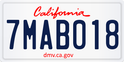 CA license plate 7MAB018