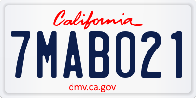 CA license plate 7MAB021