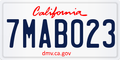 CA license plate 7MAB023