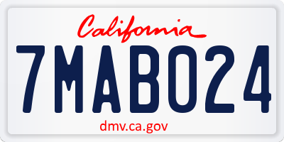 CA license plate 7MAB024