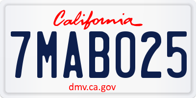 CA license plate 7MAB025