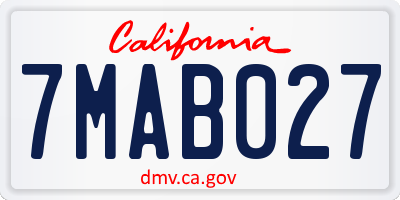 CA license plate 7MAB027