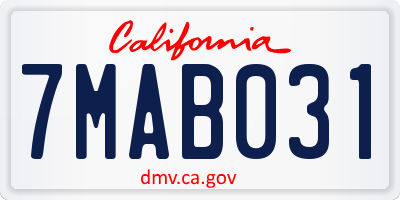 CA license plate 7MAB031