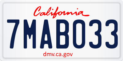 CA license plate 7MAB033
