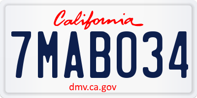 CA license plate 7MAB034