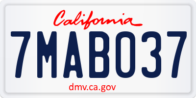CA license plate 7MAB037