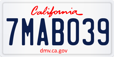 CA license plate 7MAB039