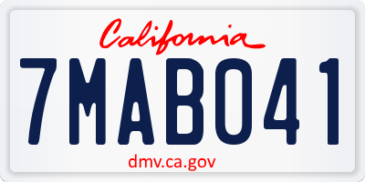 CA license plate 7MAB041