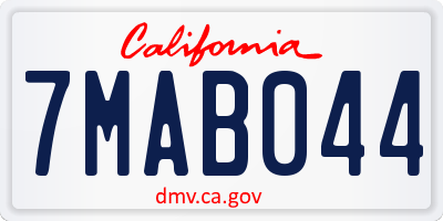 CA license plate 7MAB044