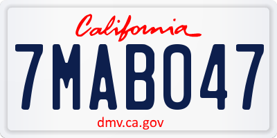 CA license plate 7MAB047