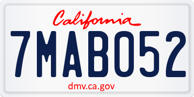 CA license plate 7MAB052