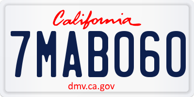 CA license plate 7MAB060