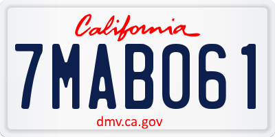 CA license plate 7MAB061