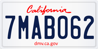 CA license plate 7MAB062