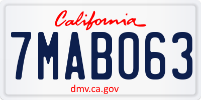 CA license plate 7MAB063