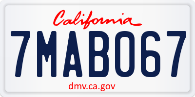 CA license plate 7MAB067