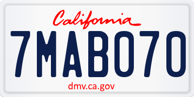 CA license plate 7MAB070