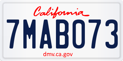CA license plate 7MAB073