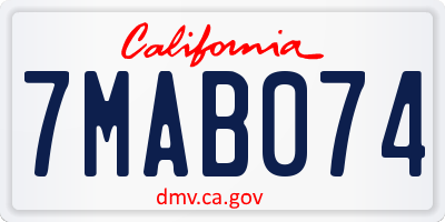 CA license plate 7MAB074