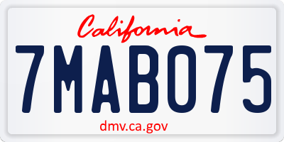 CA license plate 7MAB075